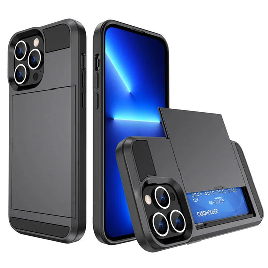 Armour Slide Card Safe Case For iPhone